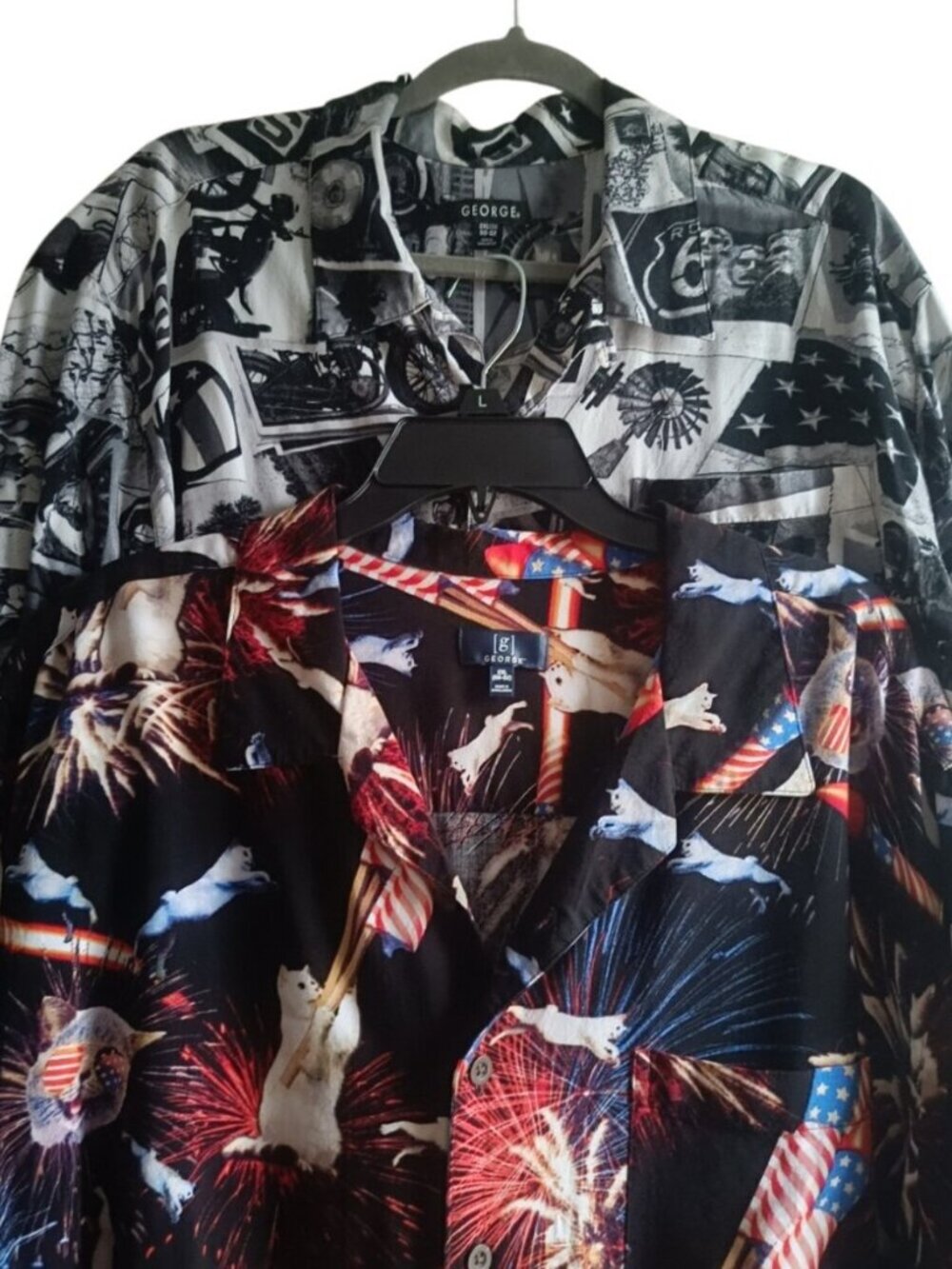 2XL🖤2 Shirts Route 66 Biker Photo Collage 4th July US Patriotic Anniversary